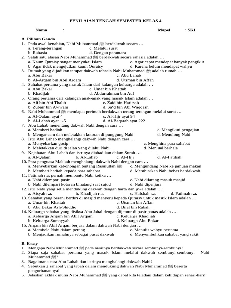 Soal Ski Kelas 4 PDF