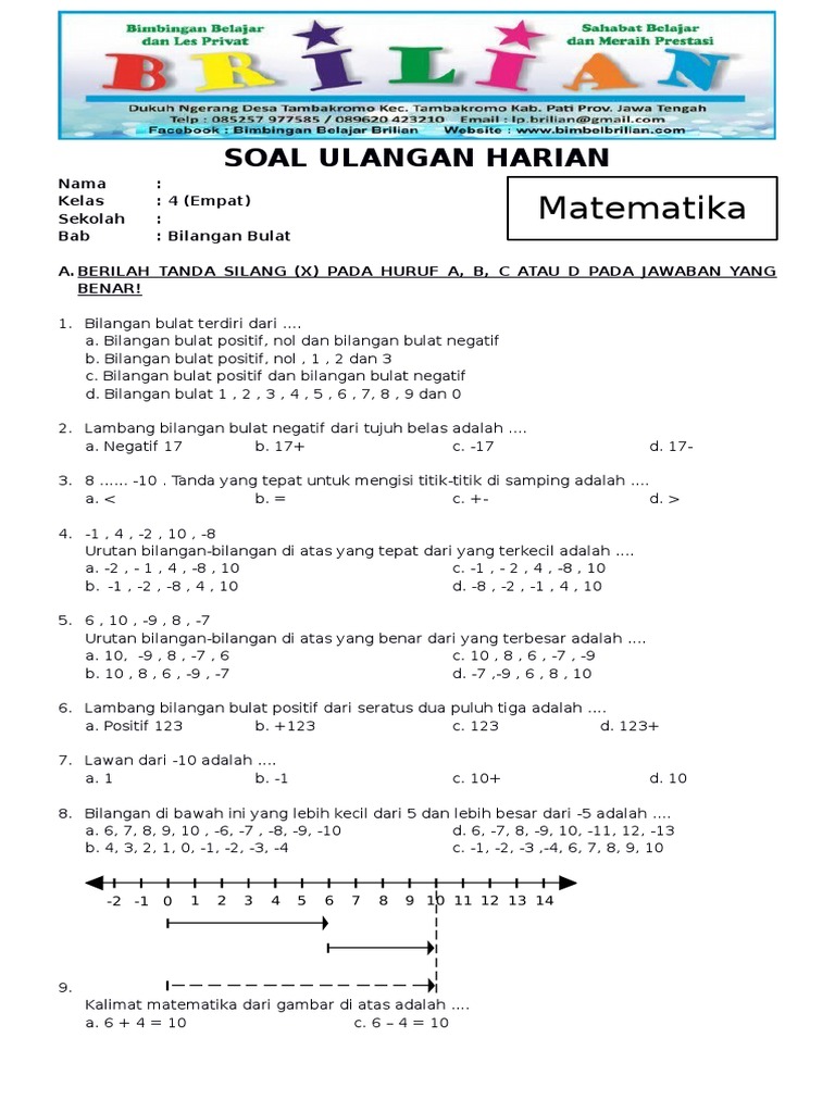 40 Soal Ulangan Matematika Kelas 4 Semester 2 40 Soal Ulangan Matematika Kelas 4 Semester 2
