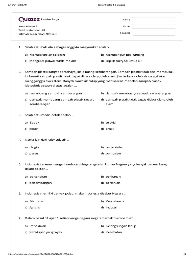5 Alasan Soal Tema 6 Kelas 5 Subtema 2 dan Kunci Jawaban Ini Wajib Dipelajari 2026
