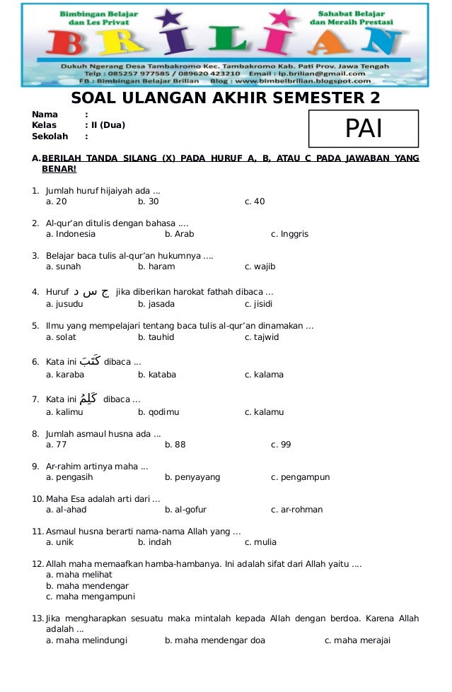 5 Soal Uas Akidah Akhlak Kelas 6 Semester 2 yang Wajib Dikuasai Sebelum Ujian Tiba
