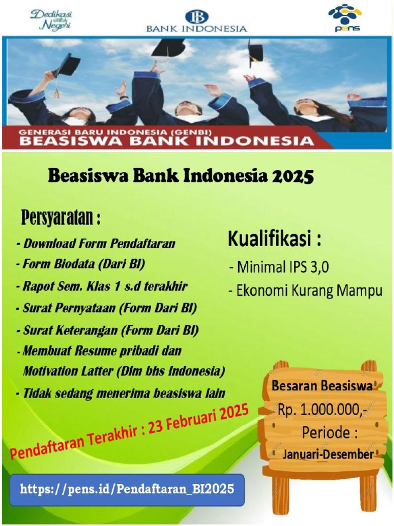 Pendaftaran Beasiswa BI 2025 PDF