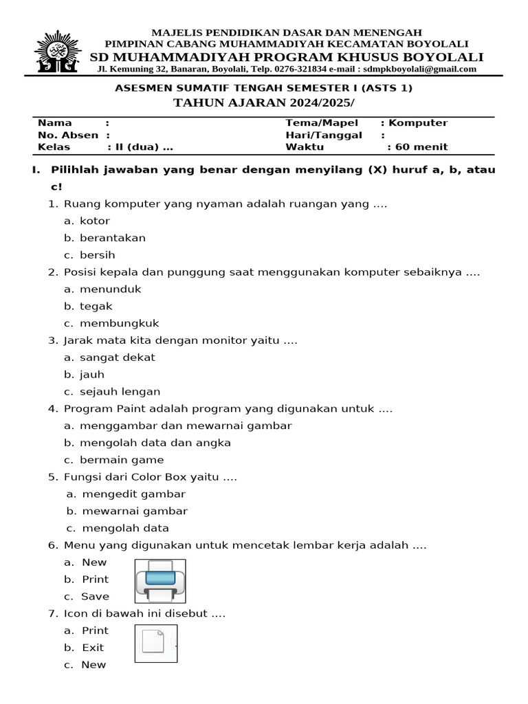 10 Contoh Soal TIK Kelas 2 SD Semester 1 yang Wajib Dikuasai Sebelum Ulangan 10 Contoh Soal TIK Kelas 2 SD Semester 1 yang Wajib Dikuasai Sebelum Ulangan
