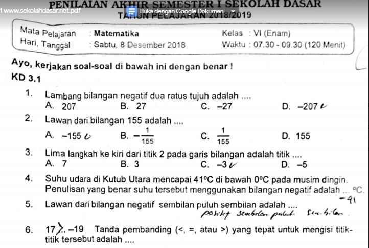7 Contoh Soal UAS Matematika Kelas 4 Semester 1 Kurikulum 2013 Bikin Nilai Meningkat 7 Contoh Soal UAS Matematika Kelas 4 Semester 1 Kurikulum 2013 Bikin Nilai Meningkat