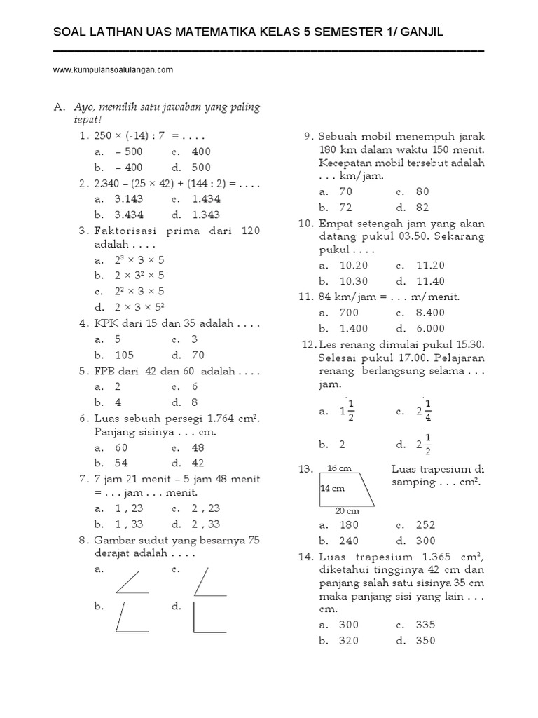 7 Rahasia Cepat Kuasai contoh soal uas matematika kelas 5 semester 1 kurtilas 2019 7 Rahasia Cepat Kuasai contoh soal uas matematika kelas 5 semester 1 kurtilas 2019