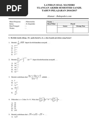 7 Rahasia Menguasai Contoh Soal UAS Matematika Peminatan SMA Kelas 10 Semester 1