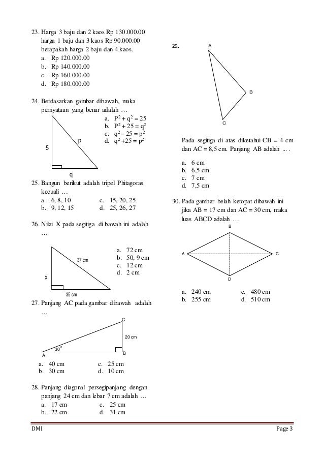 7 Rahasia Menguasai contoh soal uas matematika kelas 8 semester 1 kurikulum 2013