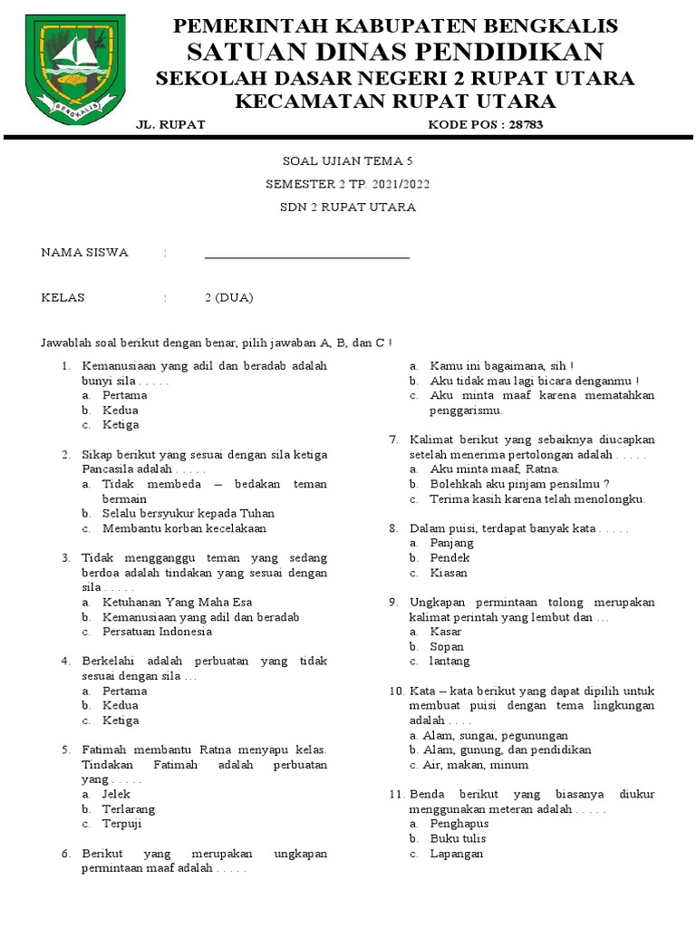 Terbukti! 7 Contoh Soal Tes Kelas 2 SD Tema 5 dan 6 yang Bikin Anak Sukses Sebelum Ujian Terbukti! 7 Contoh Soal Tes Kelas 2 SD Tema 5 dan 6 yang Bikin Anak Sukses Sebelum Ujian
