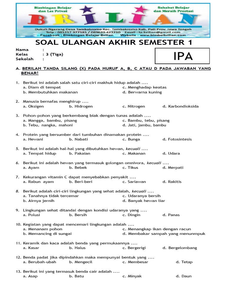 Terbukti 7 Tips Menguasai Kisi Soal UAS Semester 1 Tema 1 SD Kelas 3 Sebelum Nilai Turun Terbukti 7 Tips Menguasai Kisi Soal UAS Semester 1 Tema 1 SD Kelas 3 Sebelum Nilai Turun