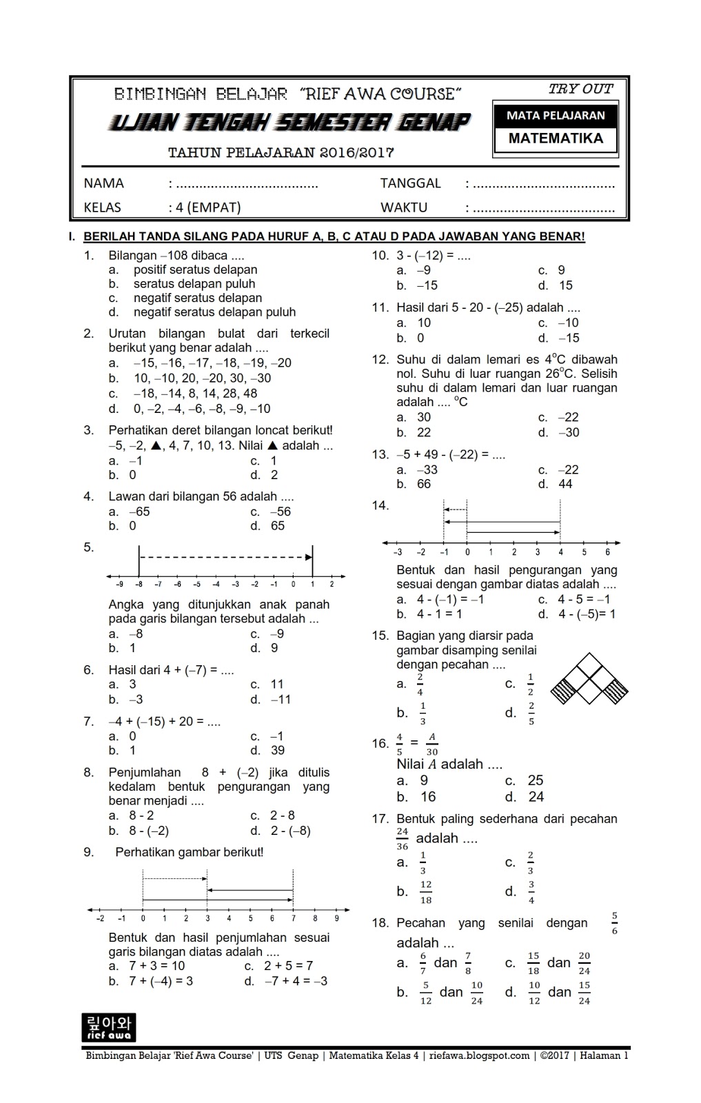 Mudah! Download Soal Matematika Kelas 4 SD Kurikulum 2013 Semester 2 Gratis Sekarang