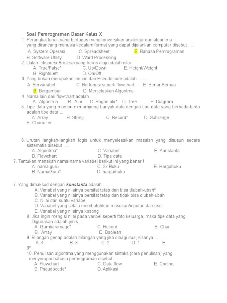 Rahasia Lulus Ujian dengan Latihan Soal Pemrograman Dasar Kelas 10 Sem 2 Ini