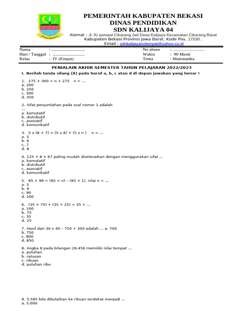 Rahasia Nilai Sempurna: Download Soal Matematika Kelas 4 Semester 1 K13 Terbaru Sekarang Rahasia Nilai Sempurna: Download Soal Matematika Kelas 4 Semester 1 K13 Terbaru Sekarang