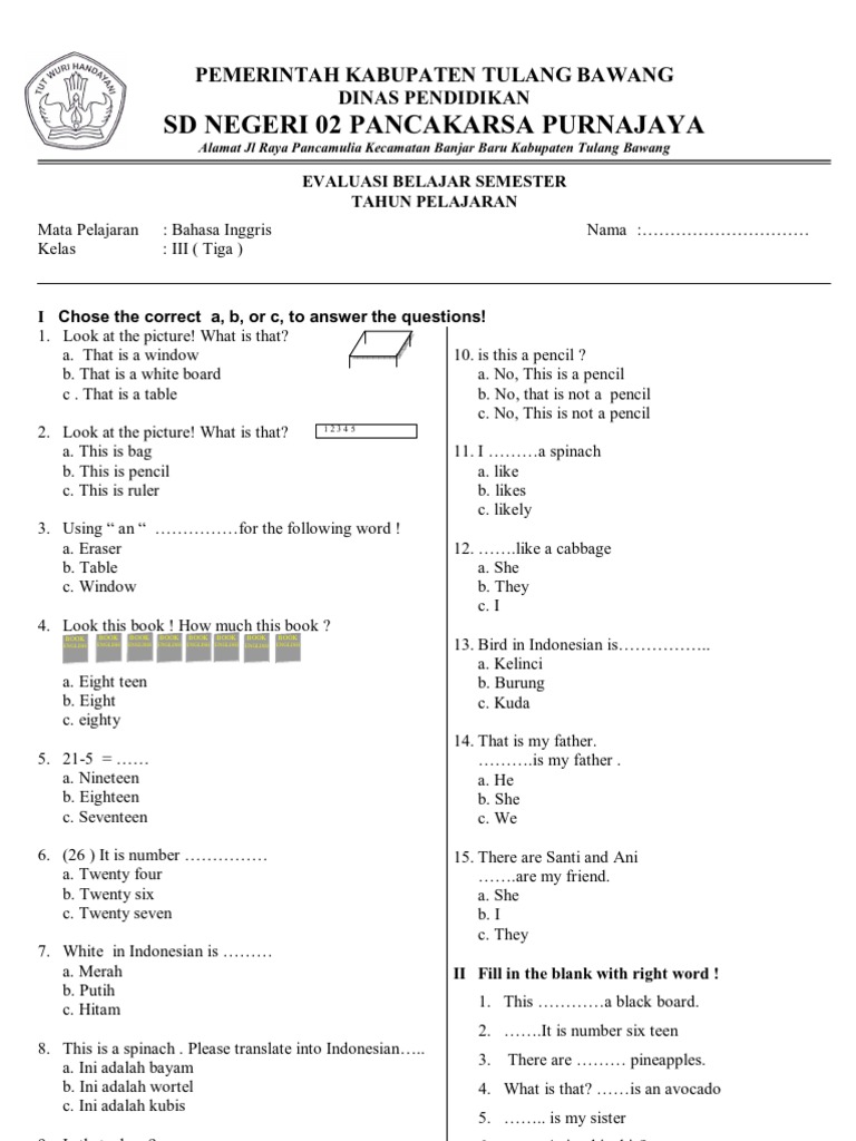 Rahasia Nilai Sempurna Ternyata Ada di Download Soal Latihan Bahasa Inggris Kelas 3 SD Ini Rahasia Nilai Sempurna Ternyata Ada di Download Soal Latihan Bahasa Inggris Kelas 3 SD Ini