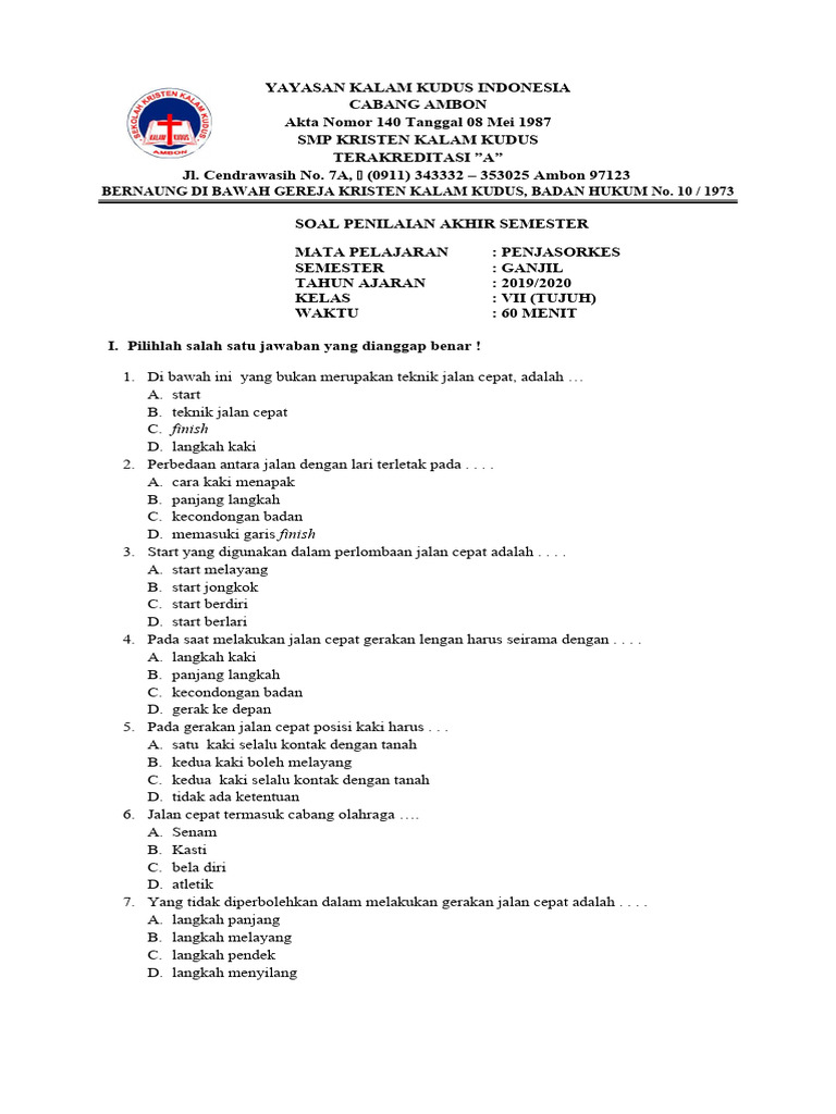 Rahasia Nilai Sempurna dengan Latihan Soal Penjas Kelas 7 Semester 2 Terbaru