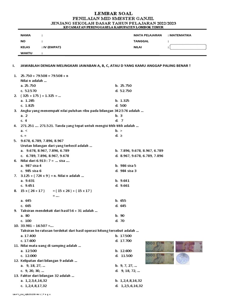 Rahasia Sukses Belajar Ternyata Ada di Download Soal Matematika Kelas 4 KD 3.3 Terbaru