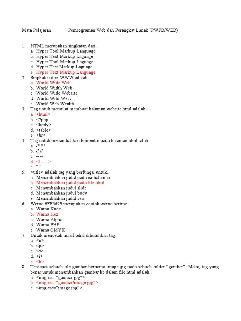 Rahasia Sukses Ujian dengan Latihan Soal Pemrograman Web Kelas XI Semester 2 Terbaru Rahasia Sukses Ujian dengan Latihan Soal Pemrograman Web Kelas XI Semester 2 Terbaru