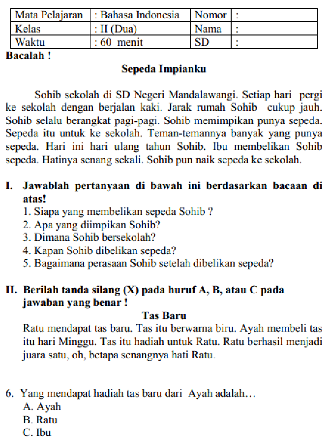 Ternyata Ini Rahasia Menjawab Soal Bahasa Indonesia Kelas 2 SD Semester 1 KTSP Ternyata Ini Rahasia Menjawab Soal Bahasa Indonesia Kelas 2 SD Semester 1 KTSP