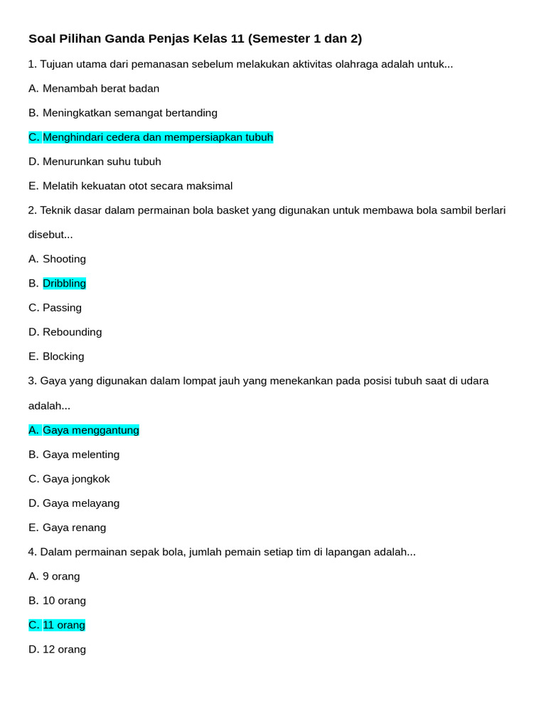 Wajib Tahu! Kumpulan latihan soal penjaskes kelas 11 semester 2 Paling Akurat Wajib Tahu! Kumpulan latihan soal penjaskes kelas 11 semester 2 Paling Akurat