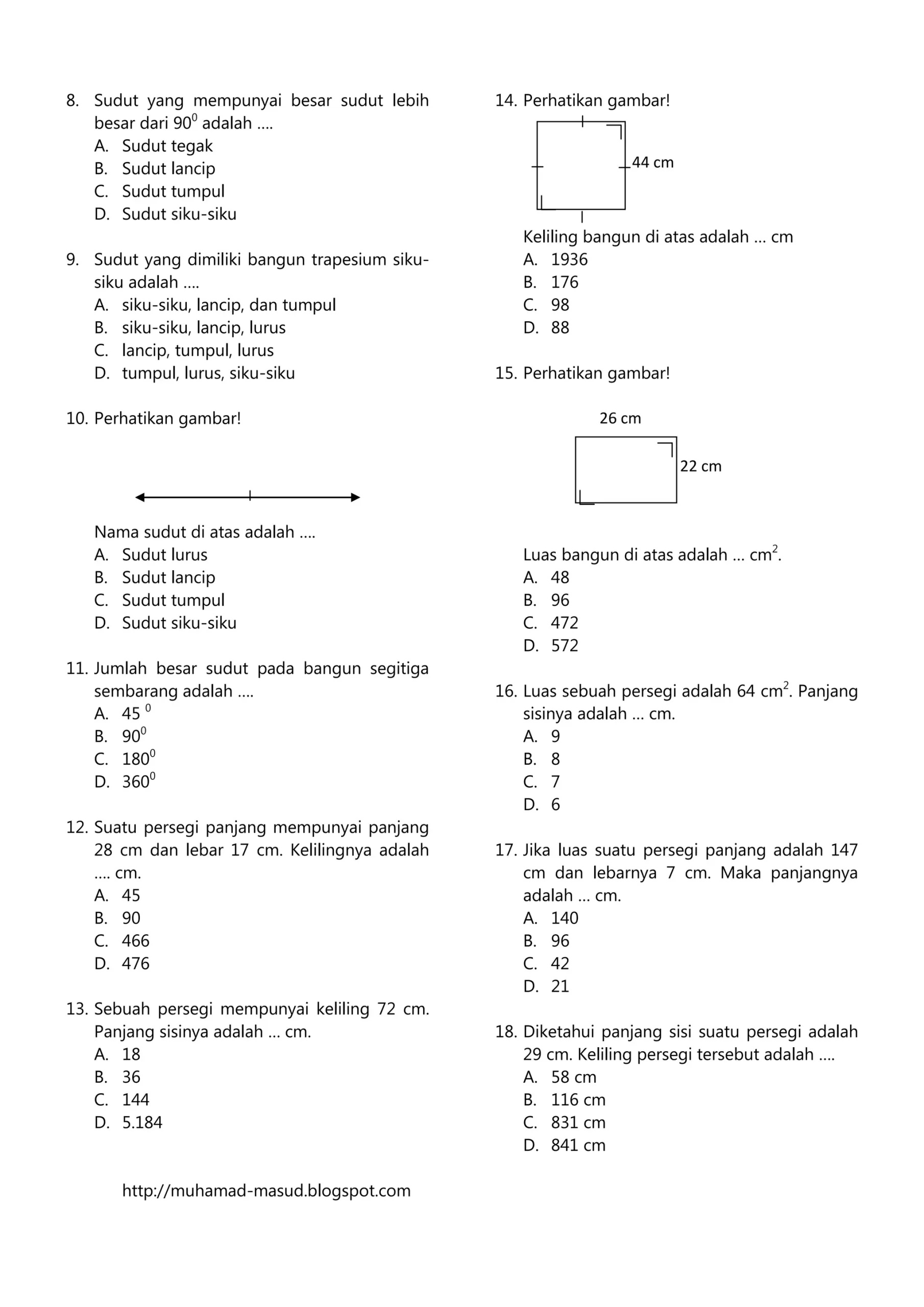 Wajib Tahu! Segera Download Soal Latihan UKK Matematika Kelas 3 SD Agar Nilai Maksimal Wajib Tahu! Segera Download Soal Latihan UKK Matematika Kelas 3 SD Agar Nilai Maksimal